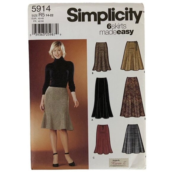 Simplicity 5914 Six Full Skirts Modest Size 14-22 Easy Sewing Pattern UNCUT - Picture 1 of 3
